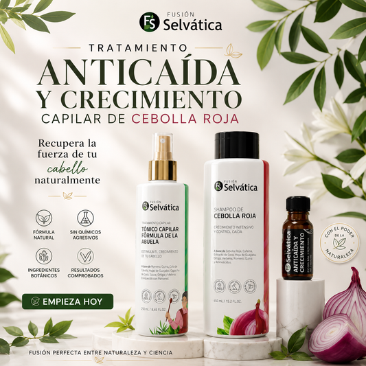 Tratamiento Anticaída y Crecimiento Capilar de Cebolla Roja